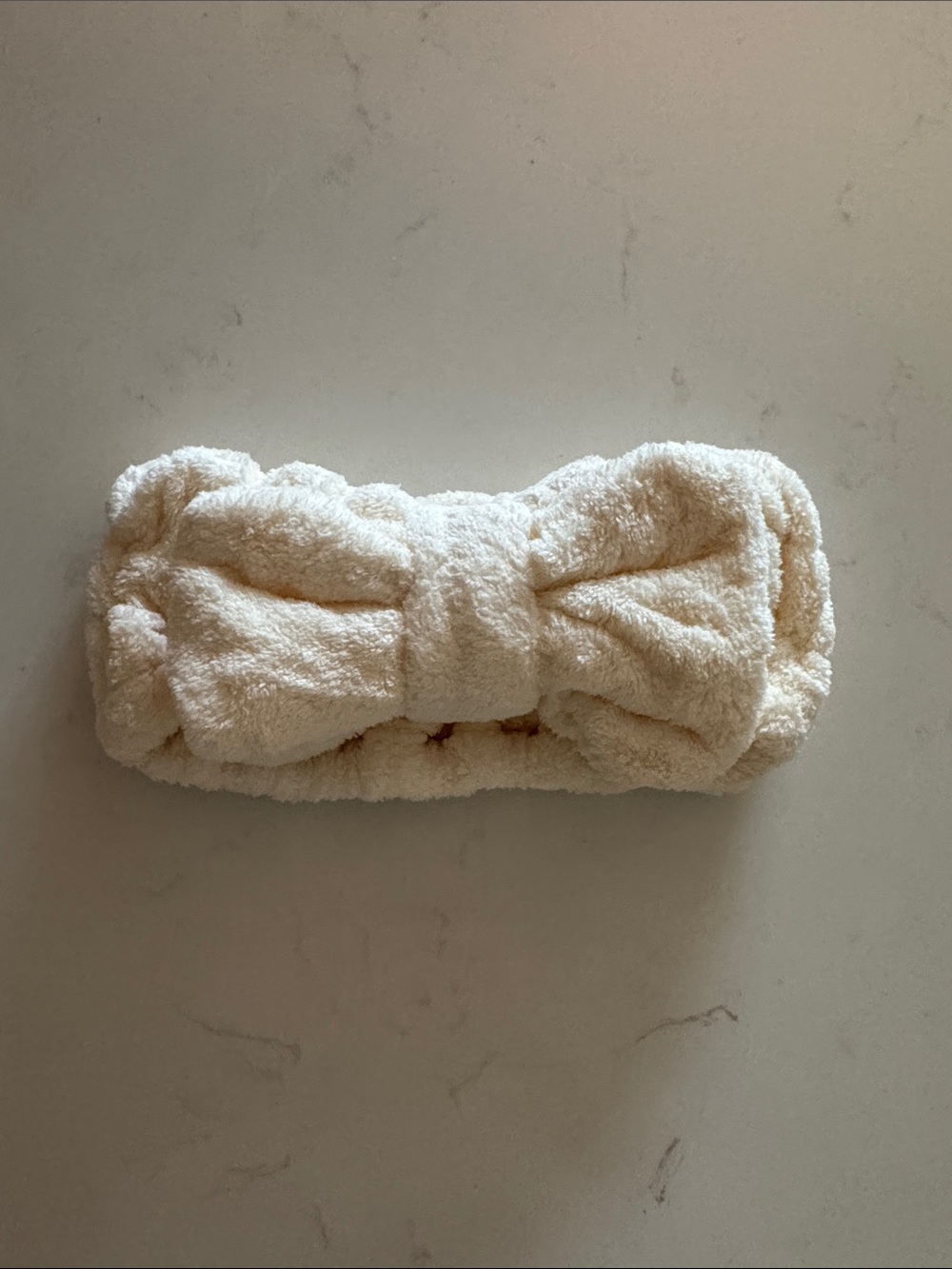Spa Style Cream Plush Bow Headband